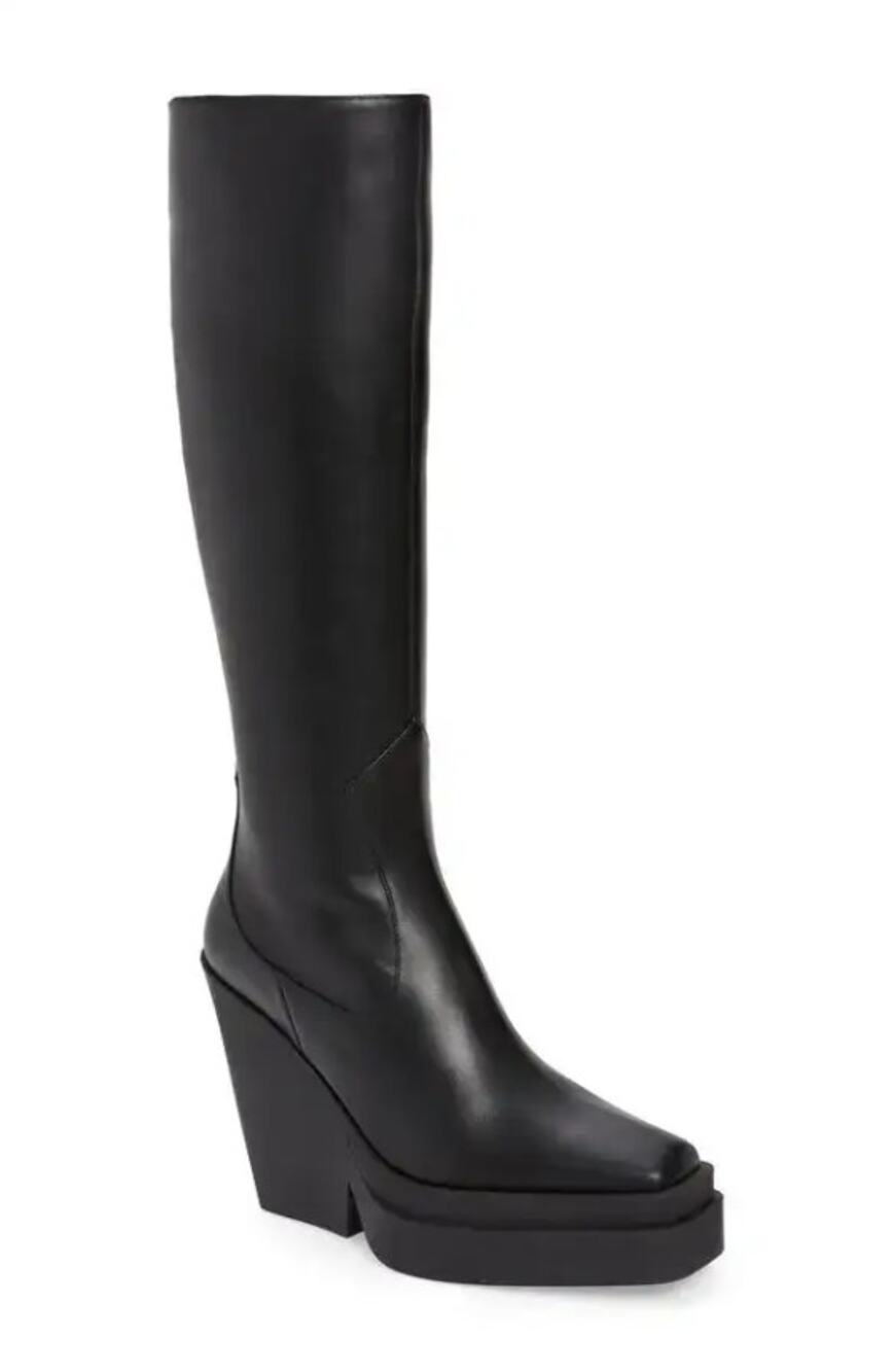 Gia Borghini Texan Leather Platform Knee High Boot Western Winter Fall Party 7